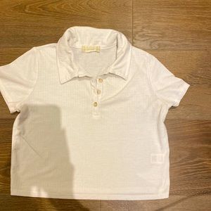 Altard State White Collared Crop Top Size Small